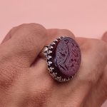 انگشتر نقره مردانه عقیق کبدی خراسانی حکاکی مظلومه زهرا