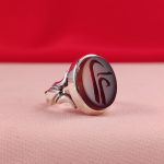 انگشتر نقره مردانه عقیق کبدی خراسانی حکاکی علی