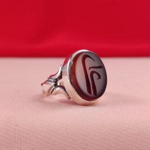 انگشتر نقره مردانه عقیق کبدی خراسانی حکاکی علی