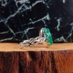 انگشتر نقره زنانه عقیق سبز حکاکی یا رقیه