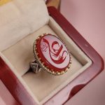 انگشتر نقره مردانه عقیق قرمز حکاکی علی (ع)