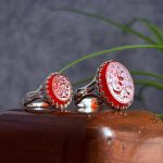 ست انگشتر زنانه مردانه عقیق سرخ حکاکی یا علی یا زهرا