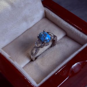 انگشتر نقره زنانه جواهری فیروزه نیشابور اصل