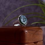 انگشتر نقره زنانه عقیق سبز حکاکی یا رقیه