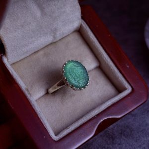 انگشتر نقره زنانه عقیق سبز حکاکی یا حیدر