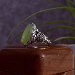 انگشتر نقره مردانه عقیق سبز کاهویی حکاکی پنج تن