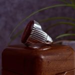 انگشتر نقره مردانه عقیق کبدی خراسانی حکاکی یا کریم اهل بیت