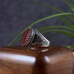 انگشتر نقره مردانه عقیق سرخ