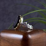 انگشتر نقره مردانه عقیق مشکی حکاکی یا زینب