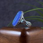 انگشتر نقره مردانه عقیق آبی حکاکی و ان یکاد
