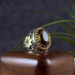 انگشتر نقره مردانه سیترین اصل