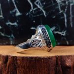انگشتر نقره مردانه عقیق سبز حکاکی یا رقیه