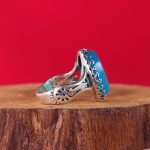 انگشتر نقره مردانه عقیق آبی حکاکی یا علی