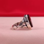 انگشتر نقره مردانه عقیق کبدی خراسانی حکاکی علی