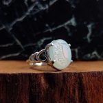 انگشتر نقره زنانه عقیق یخی حکاکی یا فاطمه الزهرا