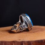 انگشتر نقره مردانه عقیق آبی حکاکی زینب (اثر استاد رفیع)