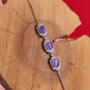 دستبند زنانه نقره جواهری عقیق یمنی سوسنی