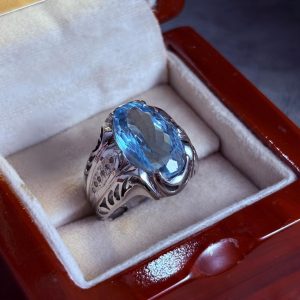 انگشتر نقره مردانه توپاز سوئیسی اصل