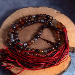 تسبیح عقیق سلیمانی دانه گرد نمره 6