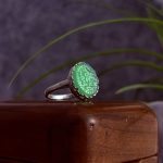 انگشتر نقره زنانه عقیق سبز حکاکی یا حیدر