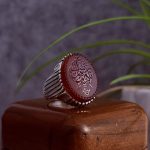 انگشتر نقره مردانه عقیق کبدی خراسانی حکاکی یا کریم اهل بیت