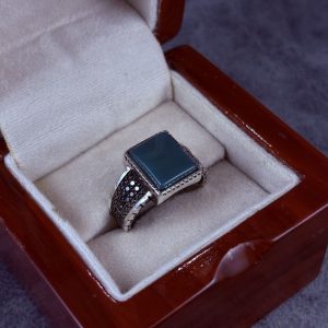 انگشتر نقره مردانه عقیق سبز