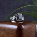 انگشتر نقره مردانه عقیق مشکی