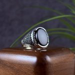 انگشتر نقره مردانه عقیق مشکی