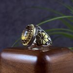 انگشتر نقره مردانه سیترین اصل