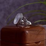 انگشتر نقره مردانه دُر نجف حکاکی یا ابا عبدالله