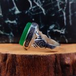 انگشتر نقره مردانه عقیق سبز حکاکی یا رقیه