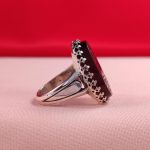 انگشتر نقره مردانه عقیق کبدی خراسانی حکاکی مظلومه زهرا