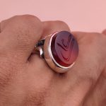 انگشتر نقره مردانه عقیق کبدی خراسانی حکاکی علی