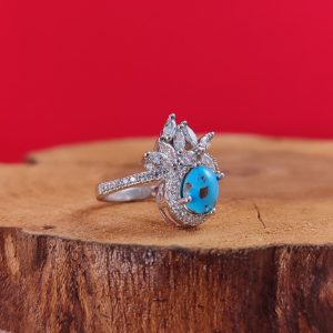انگشتر نقره زنانه جواهری فیروزه نیشابور