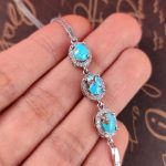 دستبند زنانه نقره جواهری فیروزه نیشابور