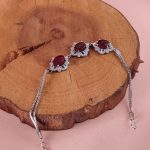 دستبند زنانه نقره جواهری عقیق یمنی سرخ