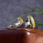 ست انگشتر زنانه مردانه عقیق زرد حکاکی یا علی یا زهرا