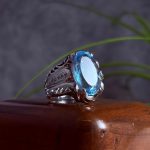 انگشتر نقره مردانه توپاز سوئیسی اصل