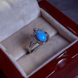 انگشتر نقره زنانه جواهری فیروزه نیشابور اصل