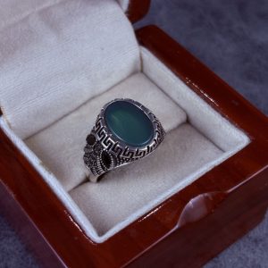 انگشتر نقره مردانه عقیق سبز