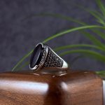 انگشتر نقره مردانه عقیق مشکی