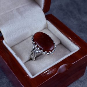 انگشتر نقره مردانه عقیق یمنی سرخ