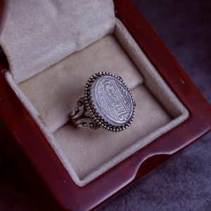 انگشتر نقره مردانه دُر نجف حکاکی یا ابا عبدالله