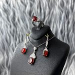 نیم‌ست نقره زنانه جواهری عقیق یمنی سرخ