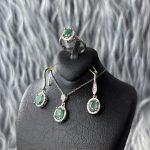 نیم‌ست نقره زنانه جواهری زمرد زامبیا