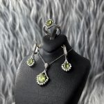 نیم‌ست نقره زنانه جواهری زبرجد آفریقایی اصل