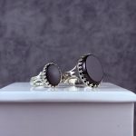 ست انگشتر زنانه مردانه عقیق مشکی