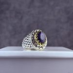 انگشتر نقره مردانه یاقوت کبود آفریقایی