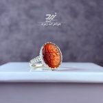 انگشتر نقره زنانه عقیق سرخ دو رنگ