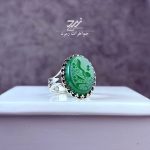 انگشتر نقره مردانه عقیق سبز حکاکی یا رقیه